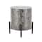 22.25" Multicolor Mother of Pearl Shell Geometric Handmade Inlay Accent Table with Black Legs